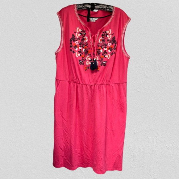 Boden Dresses & Skirts - Boden Womens Catriona Embroidered Shift Dress Sleeveless Pullover Pink Size 16R